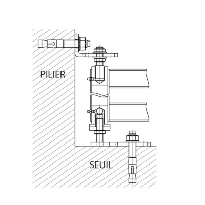 Pivot à cheviller pilier/seuil réglable type 2100