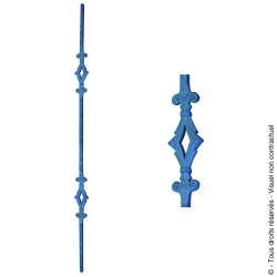 Barreau fantaisie N°30 acier carré martelé diamètre 14 mm