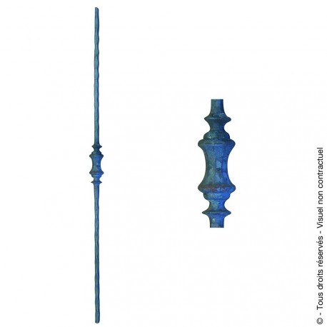 Barreau fantaisie N°44 acier carré martelé diamètre 14 mm